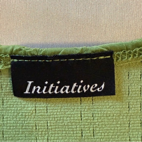 initiatives Tank Top Green Textured Sleeveless Shirt Blouse Women's Size S - Picture 7 of 8